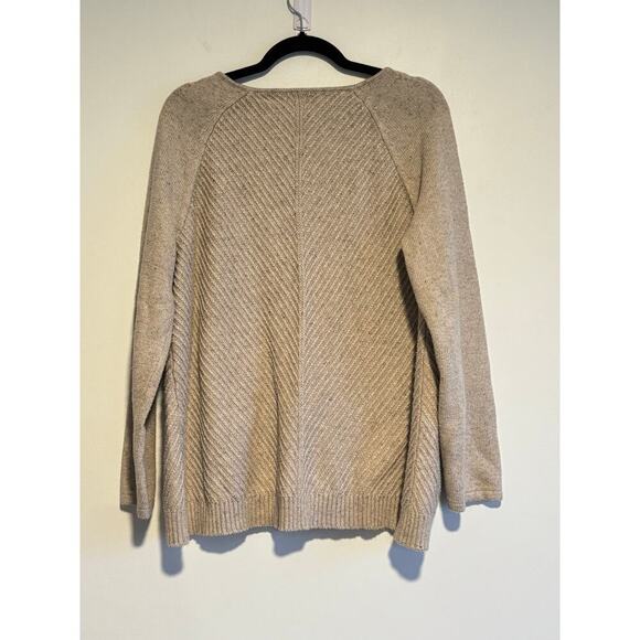 J.Jill Womens V-Neck Cotton Linen Bkend Sweater Beige Minimalist Basic SIZE L - Picture 2 of 7